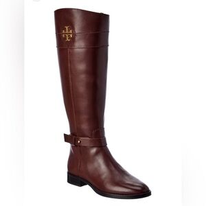 NEW Tory Burch Leather Everly Riding Boot Almond Brown Size 7